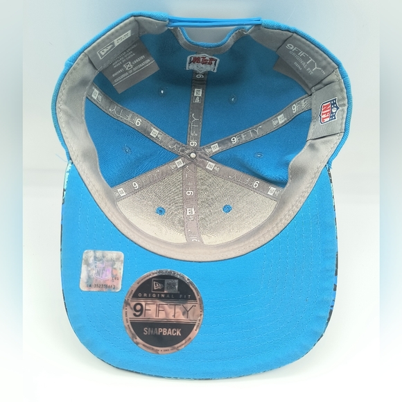 New Era Carolina Panthers Flat Bill Hat Fifty Nine Fifty Adjustable Snap Back - Picture 5 of 7